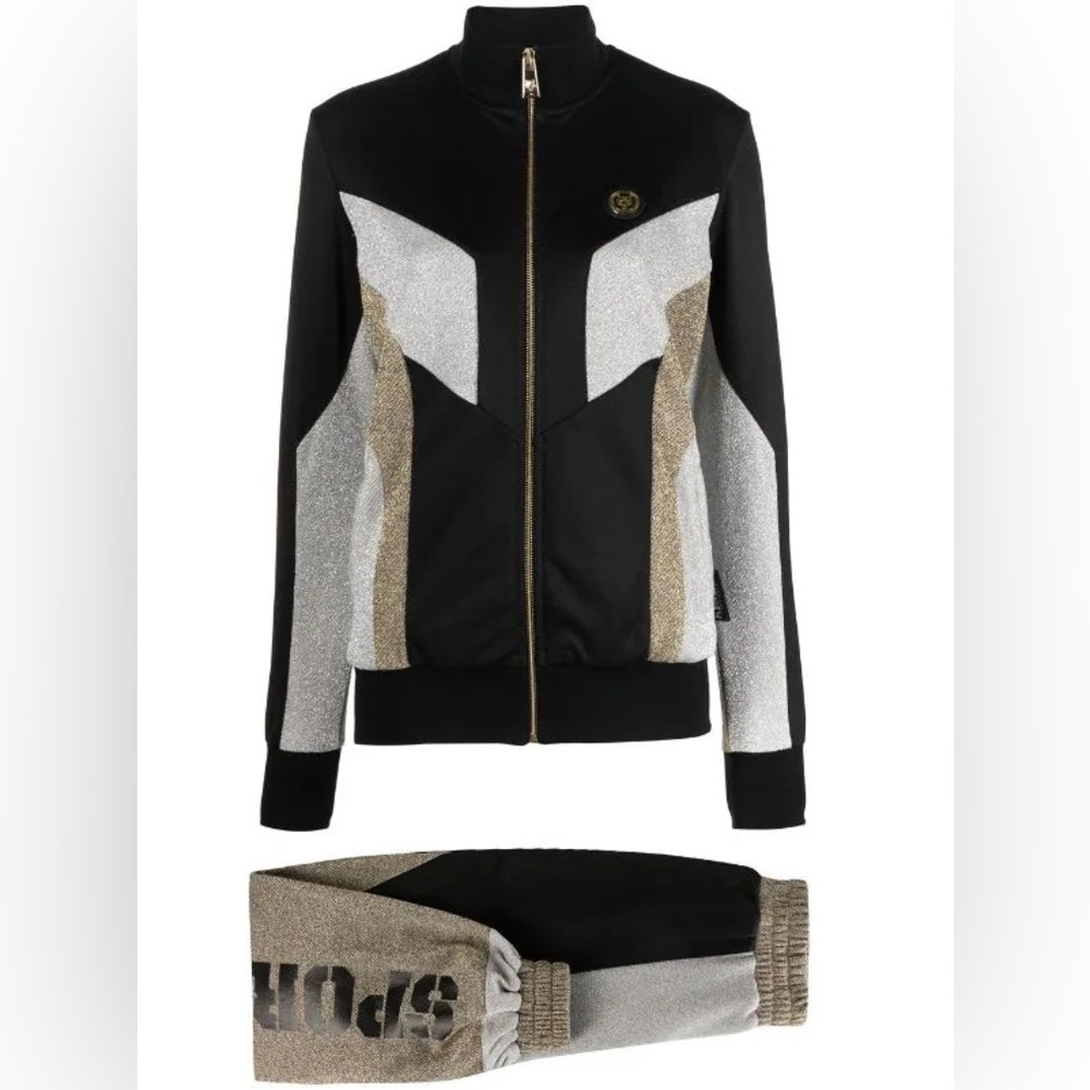 Plein Sport metallic panelled tracksuit set - XS